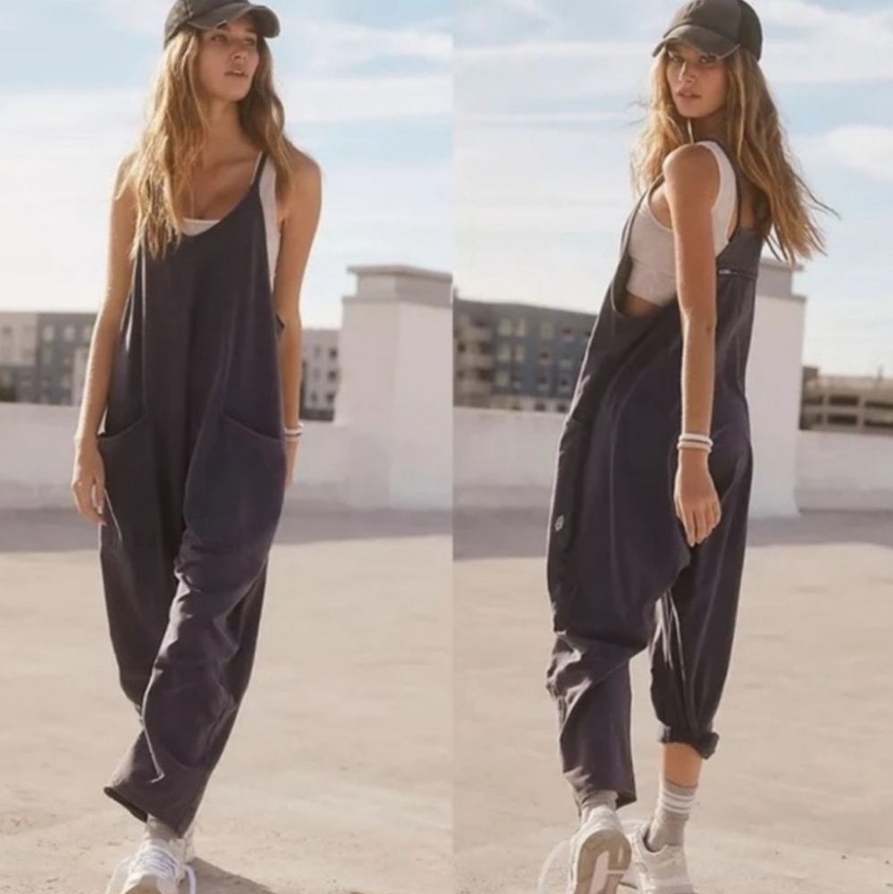 FP Movement by Free People Charcoal Gray Oversized Jumpsuit